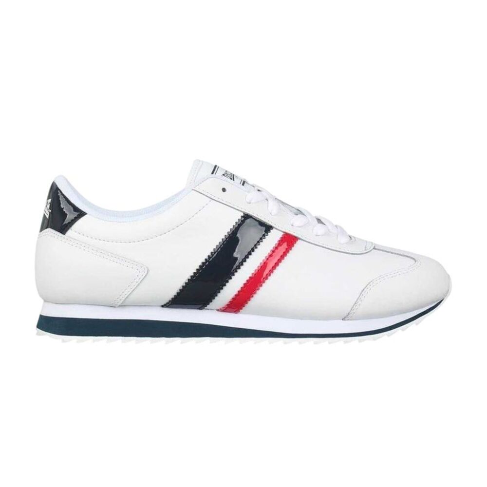Lonsdale Mens Russell Classic Stripe Leather Sneakers / White/Navy/Red